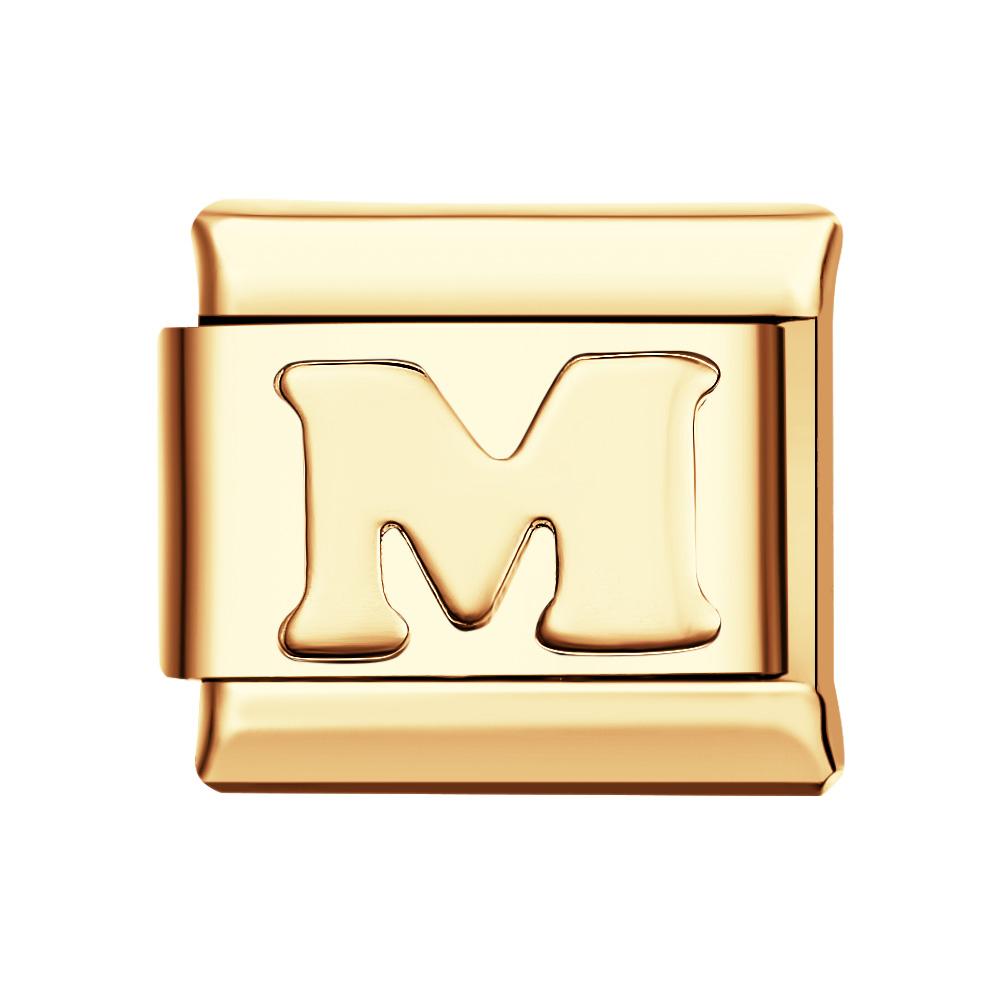 Alphabet M-Gold Italian Charm For Italian Charm Bracelets Composable Link - soufeelmy