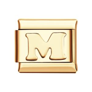 Alphabet M-Gold Italian Charm For Italian Charm Bracelets Composable Link