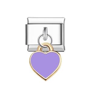 Purple Hearts Italian Charm For Italian Charm Bracelets Composable Link