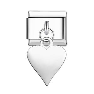 Glossy Heart-Silver Italian Charm For Italian Charm Bracelets Composable Link