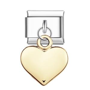 Glossy Peach Heart-Gold Italian Charm For Italian Charm Bracelets Composable Link
