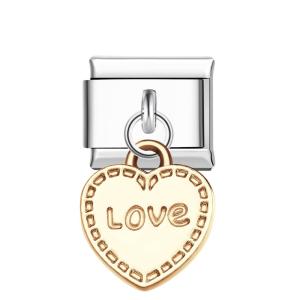 Peach Heart Love-Gold Italian Charm For Italian Charm Bracelets Composable Link