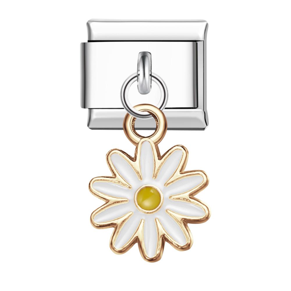 Colorful Ten Petal Flower-White Italian Charm For Italian Charm Bracelets Composable Link - soufeelmy