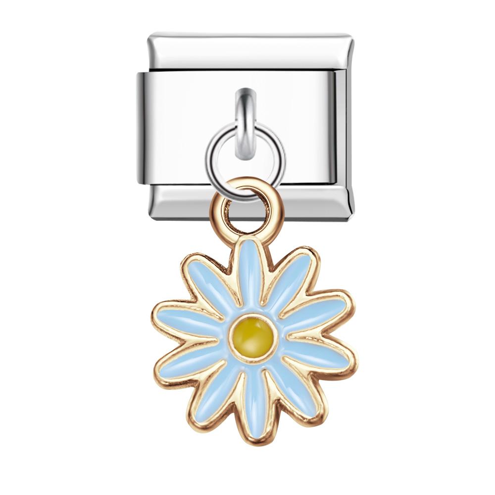 Ten Petal Flower-Blue Italian Charm For Italian Charm Bracelets Composable Link - soufeelmy