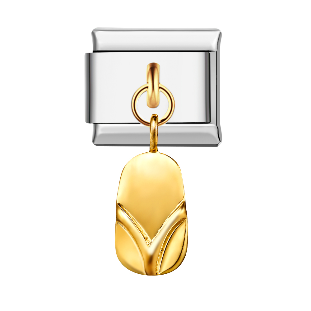 Gold Slippers Italian Charm For Italian Charm Bracelets Composable Link