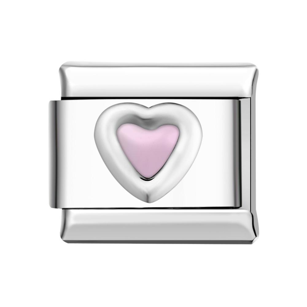 Love Heart - Pink Italian Charm For Italian Charm Bracelets Composable Link - soufeelmy