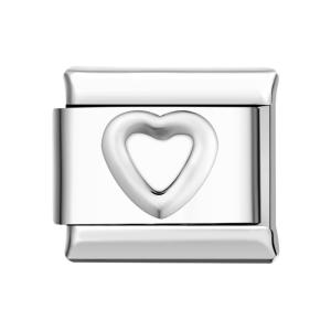Silver Rimmed Heart Italian Charm For Italian Charm Bracelets Composable Link