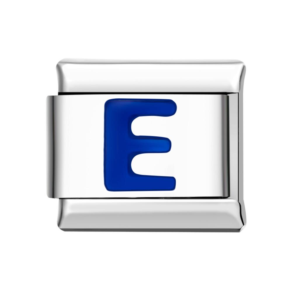 Blue E Italian Charm For Italian Charm Bracelets Composable Link - soufeelmy