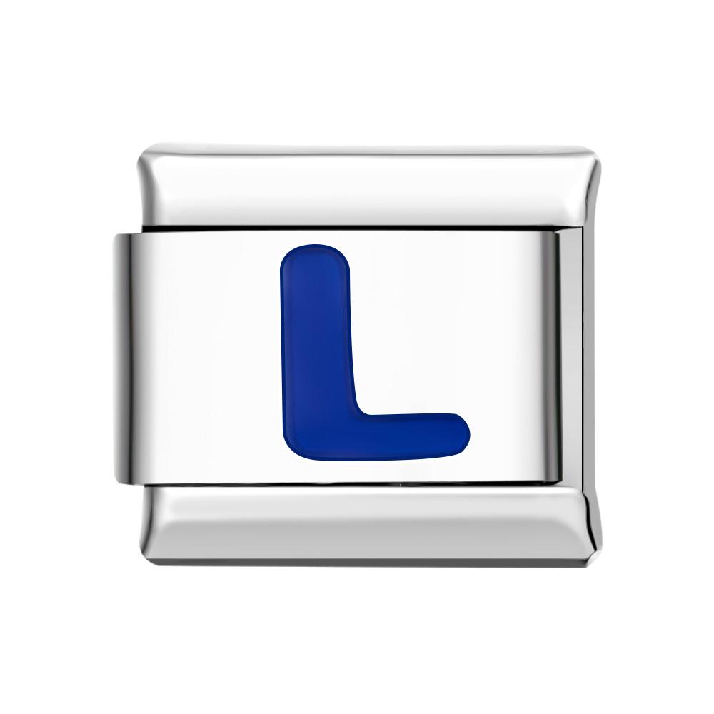 Blue L Italian Charm For Italian Charm Bracelets Composable Link - soufeelmy