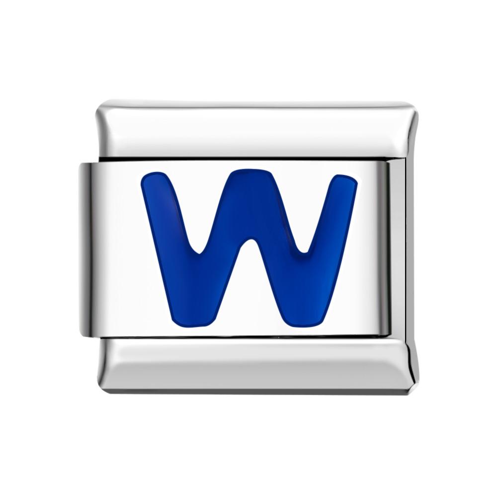 Blue W Italian Charm For Italian Charm Bracelets Composable Link - soufeelmy