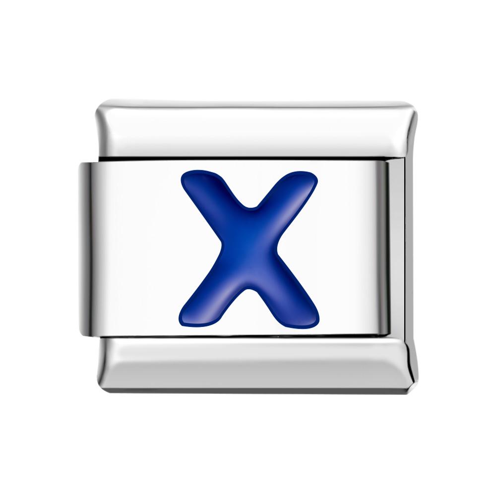 Blue X Italian Charm For Italian Charm Bracelets Composable Link - soufeelmy