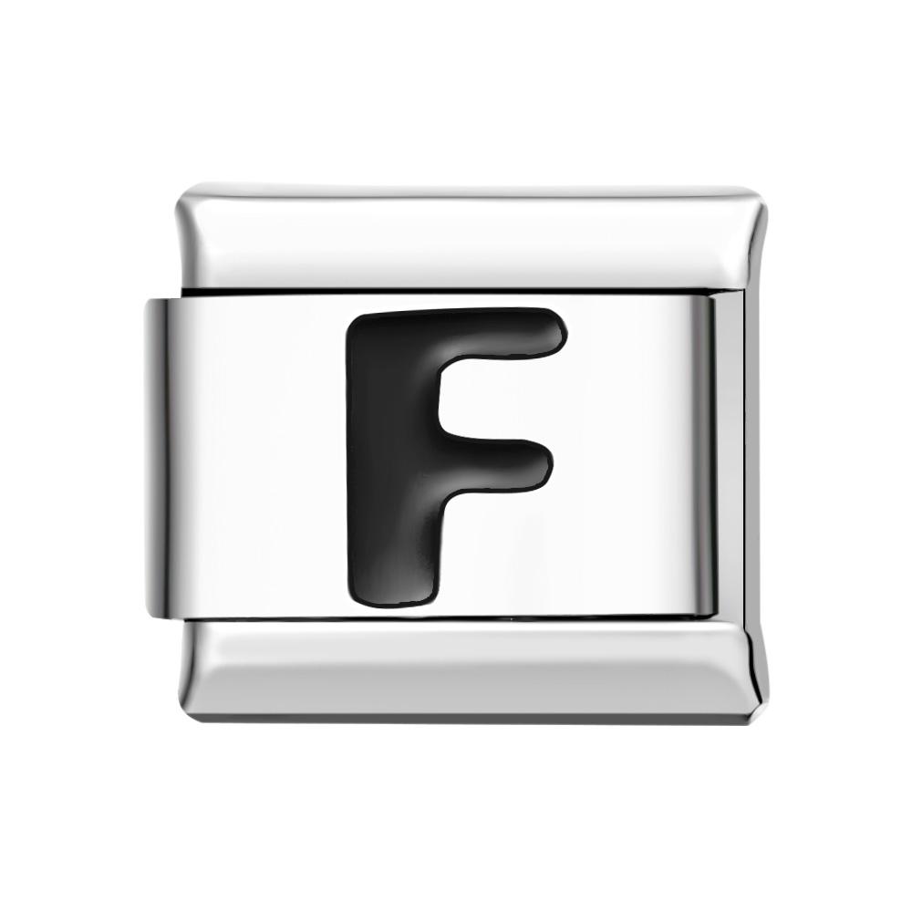 Letter F-Black Italian Charm For Italian Charm Bracelets Composable Link - soufeelmy
