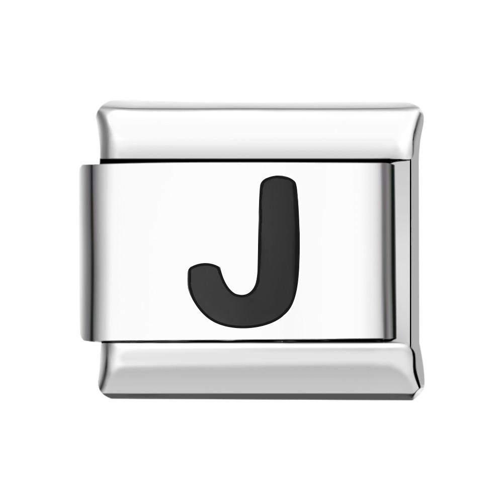 Letter J-Black Italian Charm For Italian Charm Bracelets Composable Link - soufeelmy