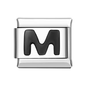 Letter M-Black Italian Charm For Italian Charm Bracelets Composable Link