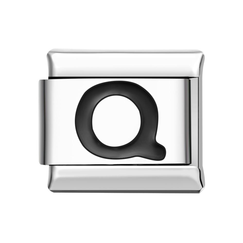 Alphabet Q-Black Italian Charm For Italian Charm Bracelets Composable Link - soufeelmy