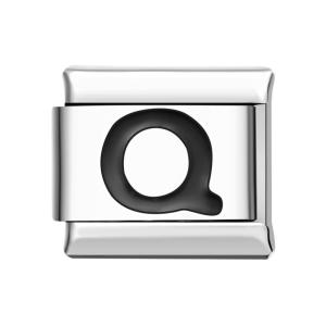 Alphabet Q-Black Italian Charm For Italian Charm Bracelets Composable Link