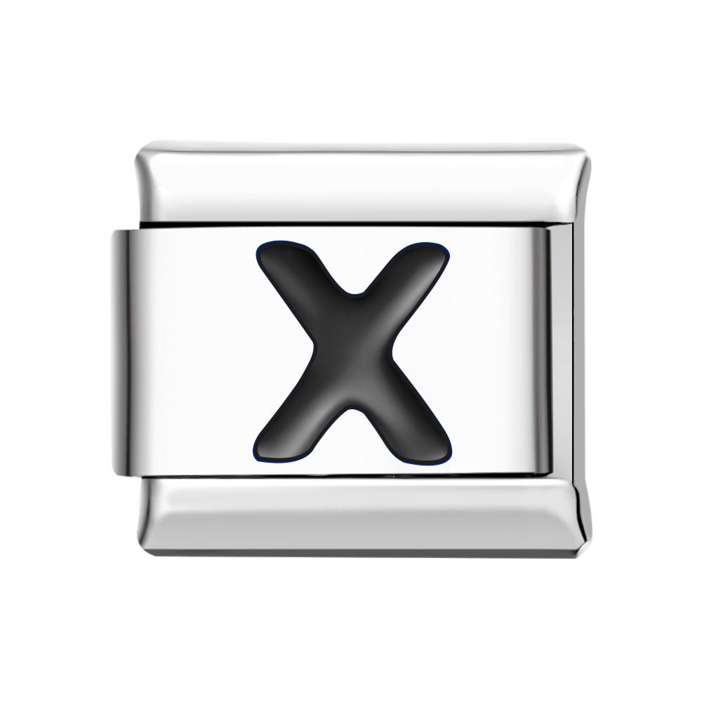Letter X-Black Italian Charm For Italian Charm Bracelets Composable Link - soufeelmy