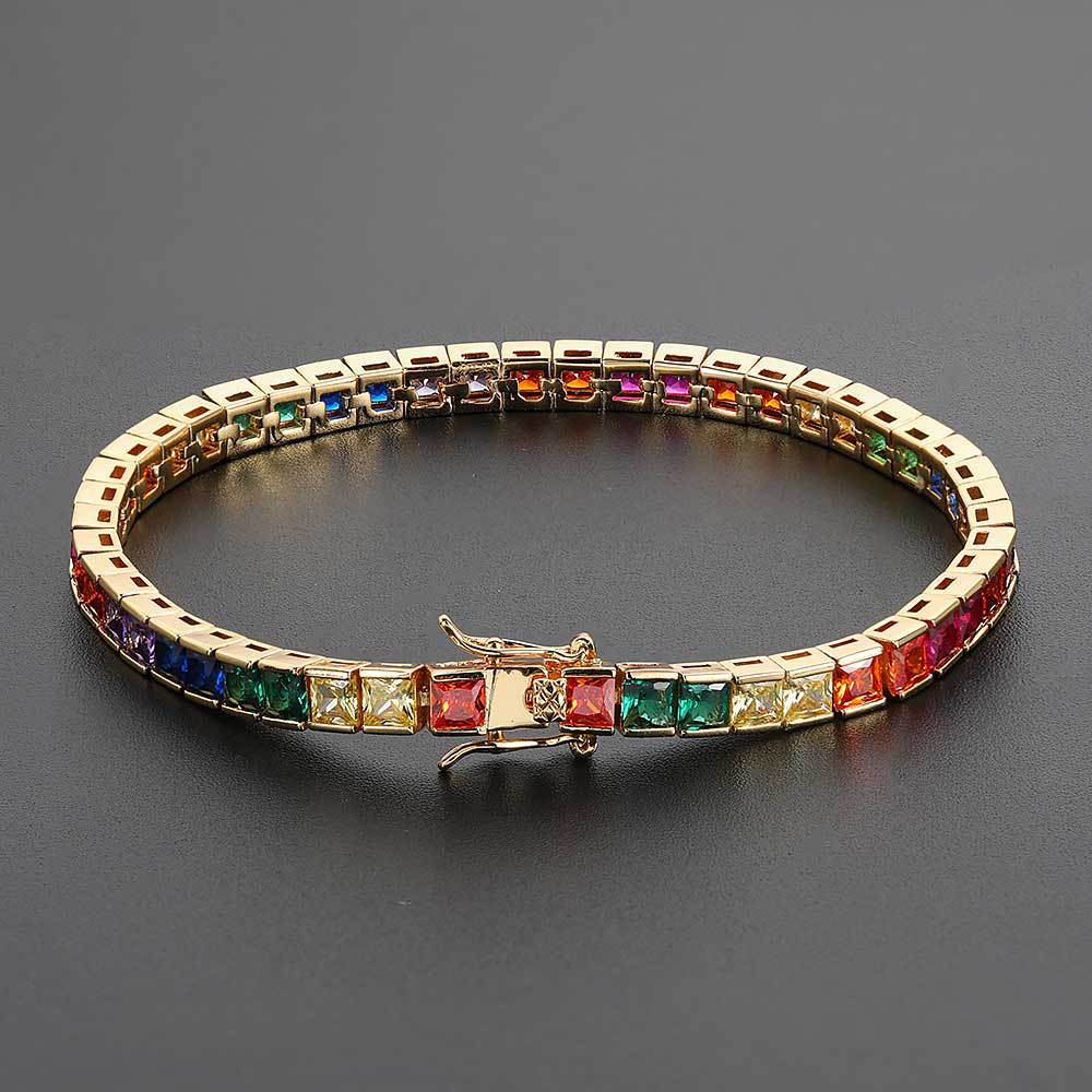 Colored Tennis Bracelet Square Zirconia Bracelet - soufeelmy