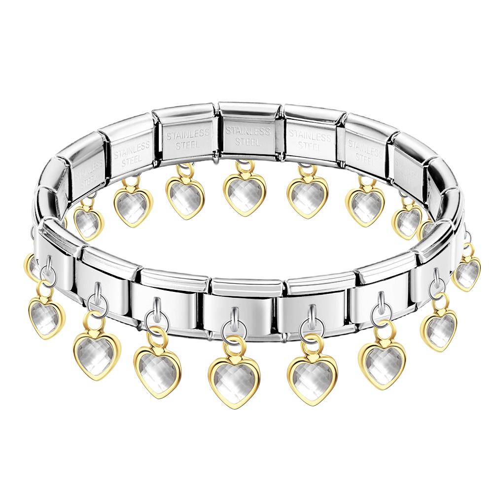 White Heart Pendant Vintage Italian Charm Bracelet - soufeelmy