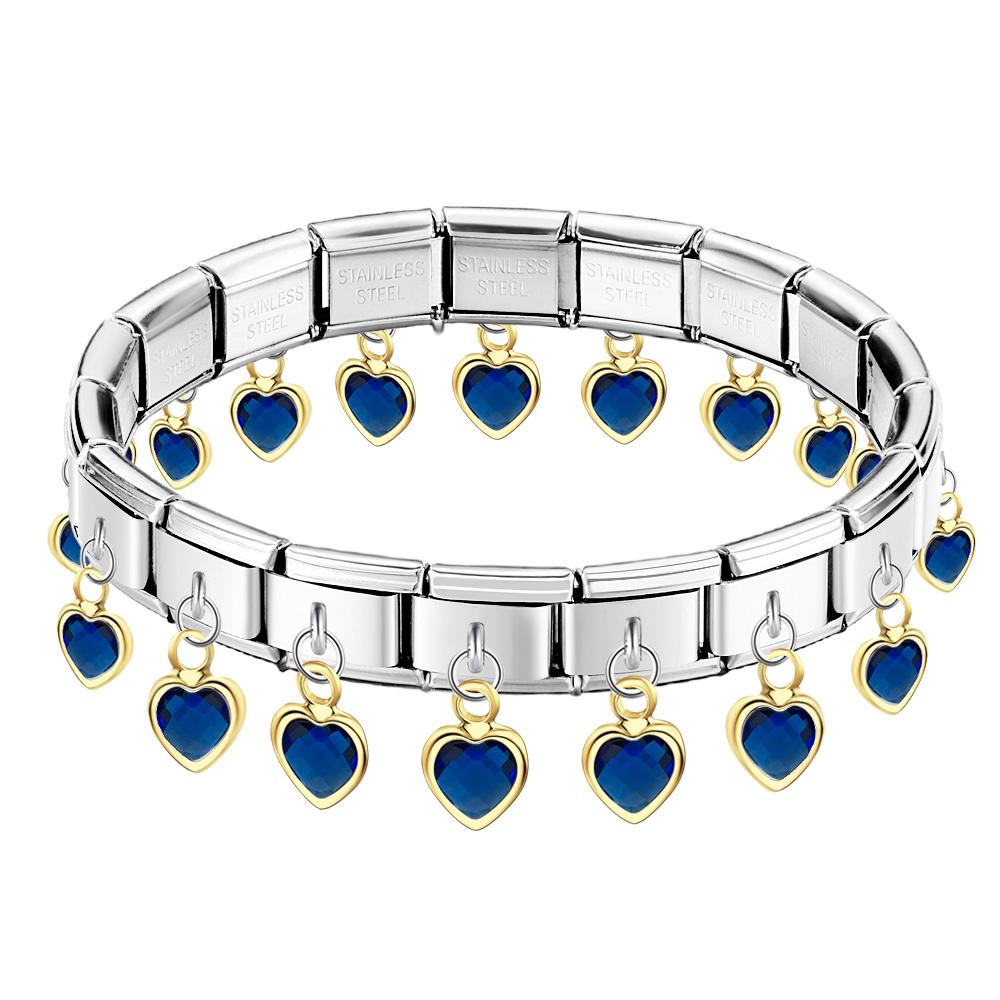 Blue Heart Pendant Vintage Italian Charm Bracelet - soufeelmy