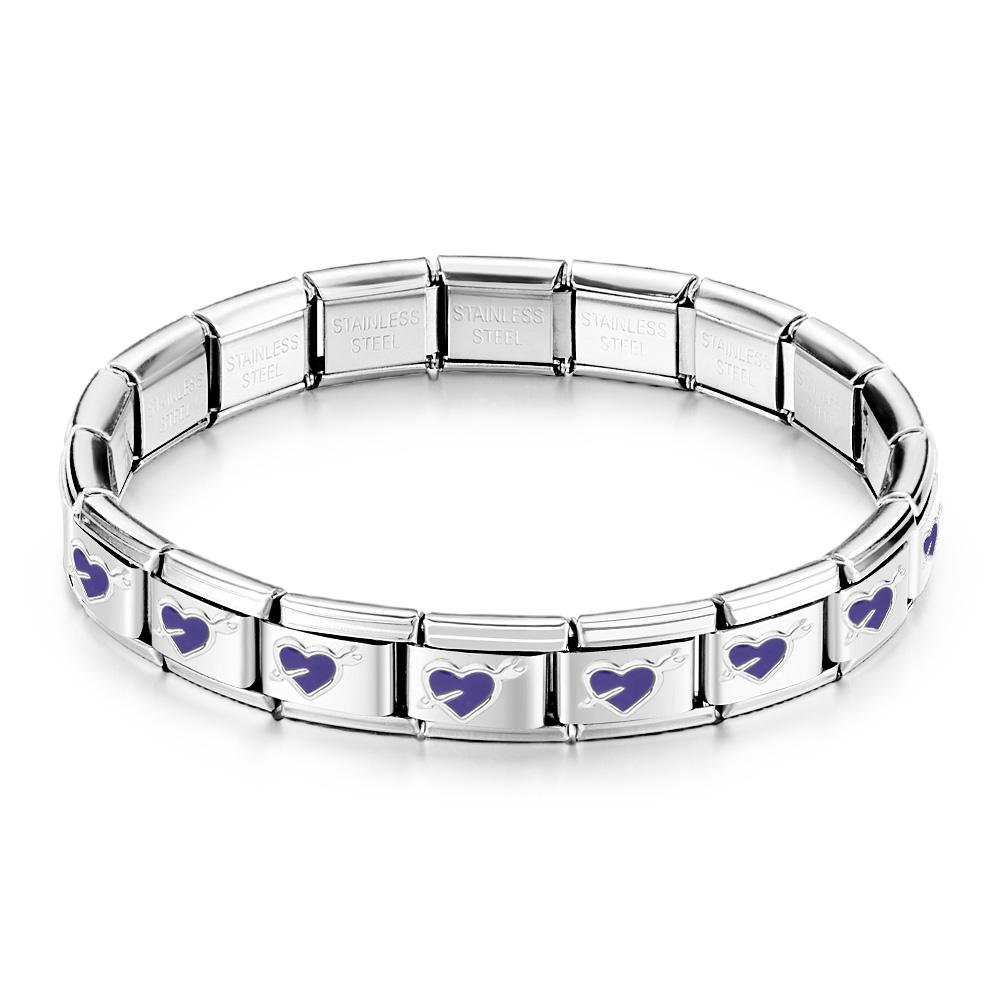 Love at First Sight Purple Vintage Italian Charm Bracelet - soufeelmy