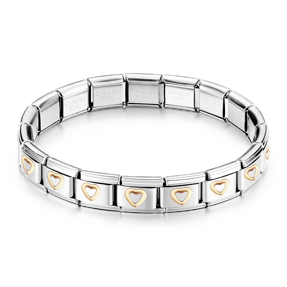 Gold Line Heart Vintage Italian Charm Bracelet - soufeelmy