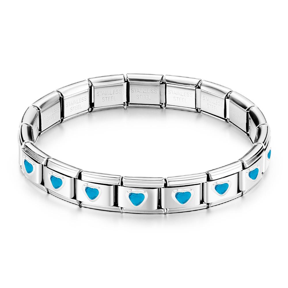 Lake Blue Heart Gem Vintage Italian Charm Bracelet - soufeelmy