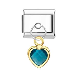 Lake Blue Heart Hanging Charm Italian Charm For Italian Charm Bracelets Composable Link