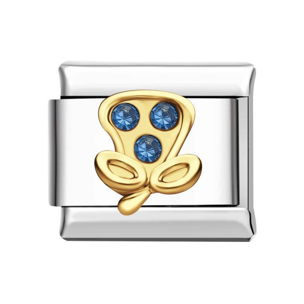 Blue Sapphire Eggplant Italian Charm For Italian Charm Bracelets Composable Link - soufeelmy