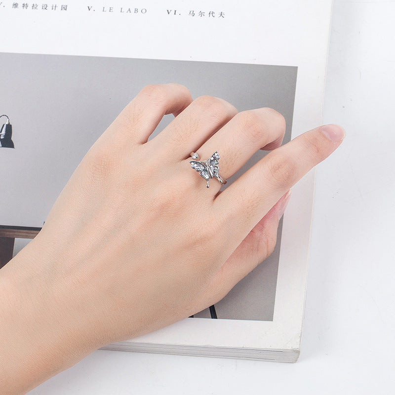 Anxiety Relief Decompression Ring Butterfly Opening Adjustable Ring Gift for Women - soufeelmy