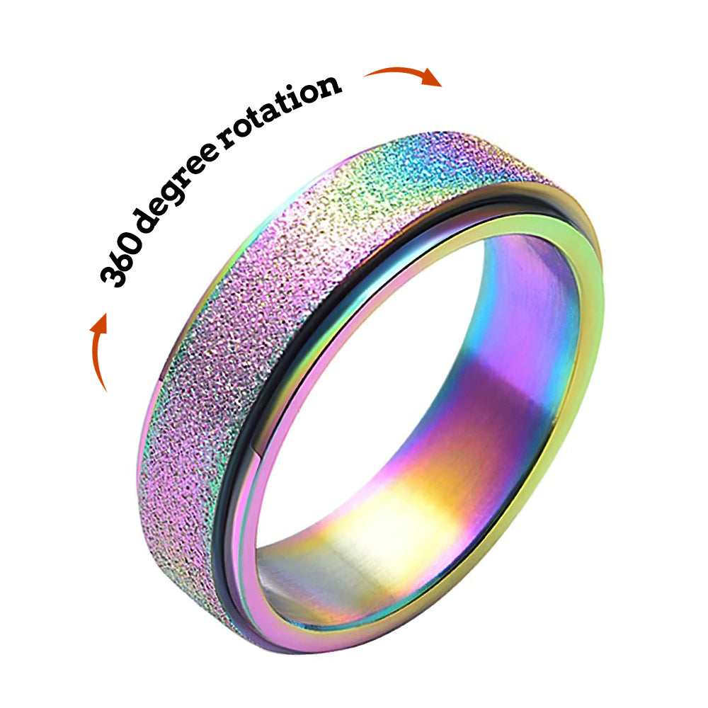 Anxiety Relief Decompression Ring Stainless Steel Glitter Ring Gift for Women - soufeelmy