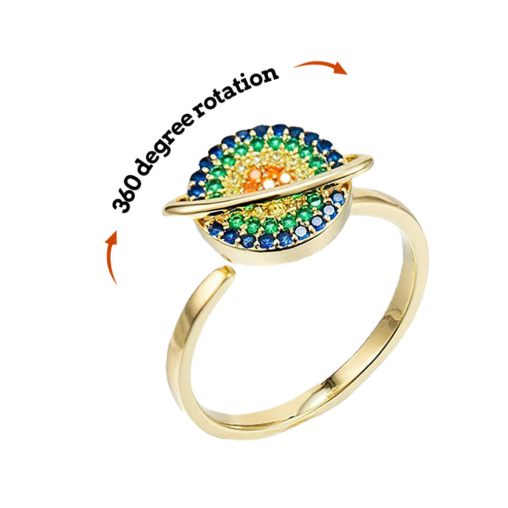 Fidget Ring for Anxiety Anxiety Relief Decompression Ring Planet Opening Adjustable Ring Gift for Women - soufeelmy