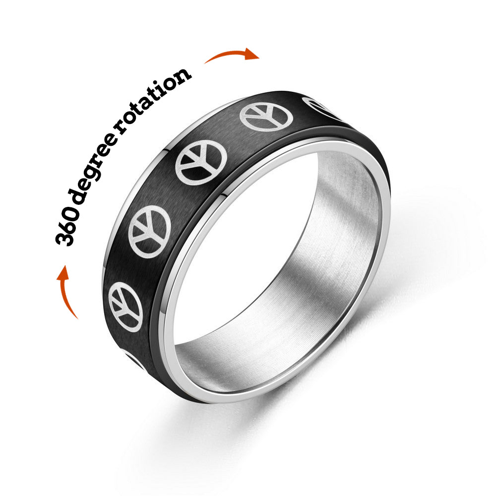 Anxiety Ring Decompression Ring Anti-Anxiety Relief Peace Symbol Ring - soufeelmy