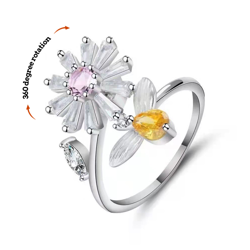 Anxiety Ring Anxiety Relief Decompression Honeybee Adjustable Ring Gift Fit for Her - soufeelmy