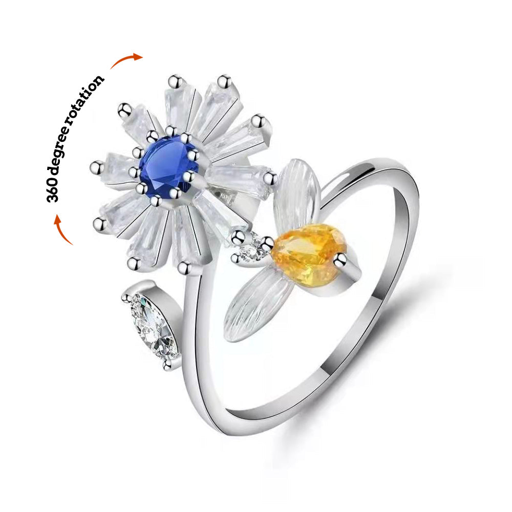 Anxiety Ring Anxiety Relief Decompression Honeybee Adjustable Ring Gift Fit for Her - soufeelmy