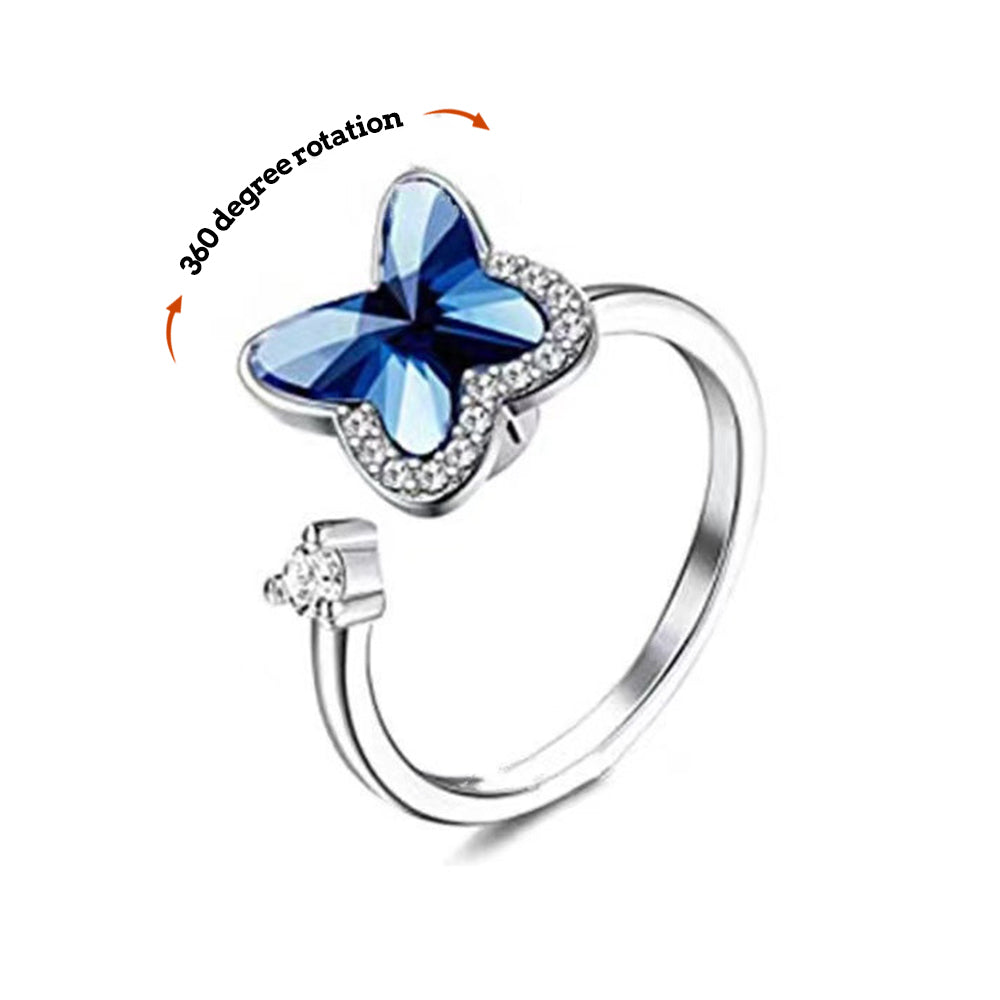 Anxiety Ring Anxiety Relief Decompression Butterfly Adjustable Ring Jewelry Gift for Her - soufeelmy