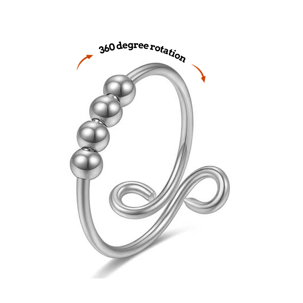 Anxiety Ring Anxiety Relief Decompression Bead Adjustable Ring Jewelry Gift - soufeelmy