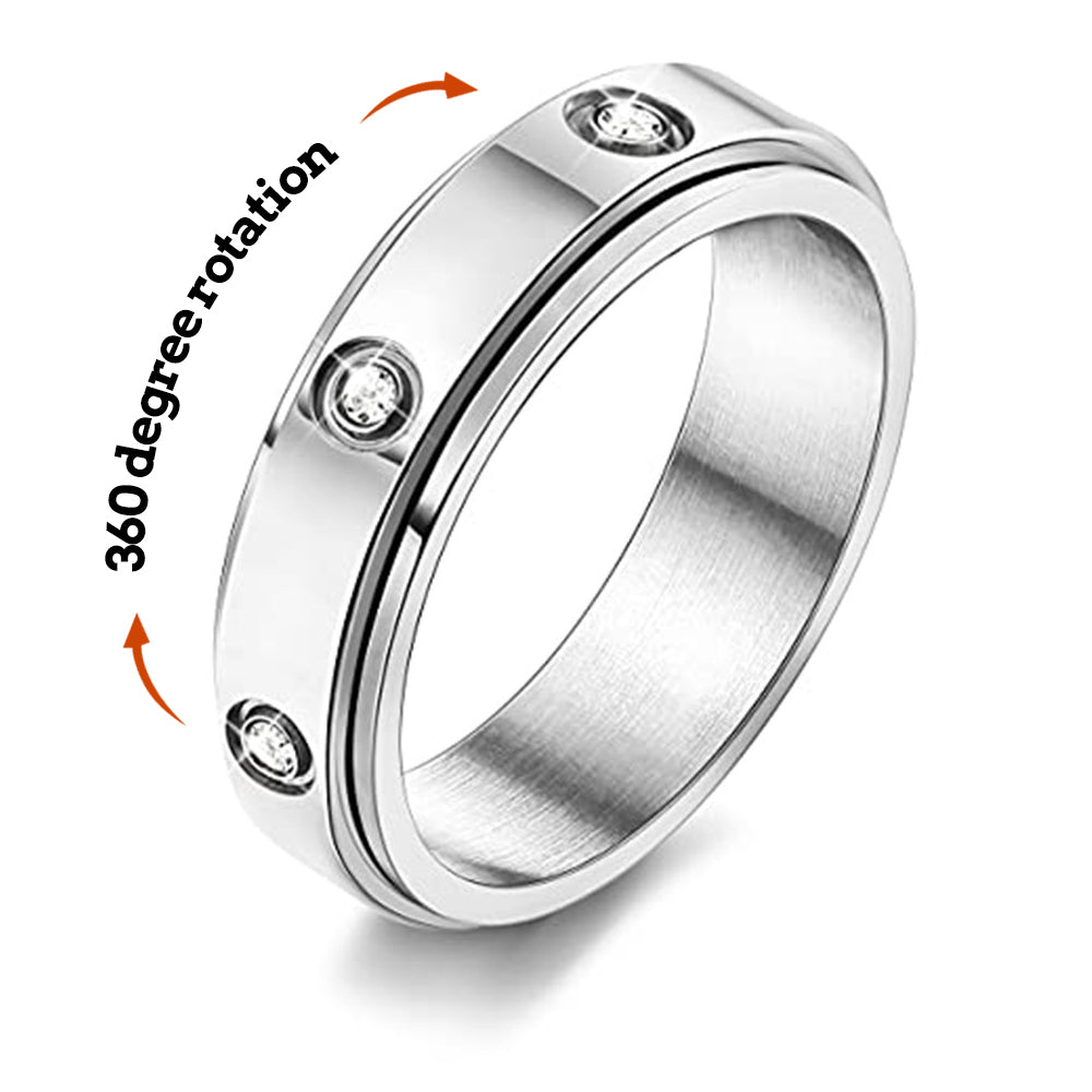 Anxiety Ring Anxiety Relief Diamante Decompression Stainless Steel Ring Jewelry Gift - soufeelmy