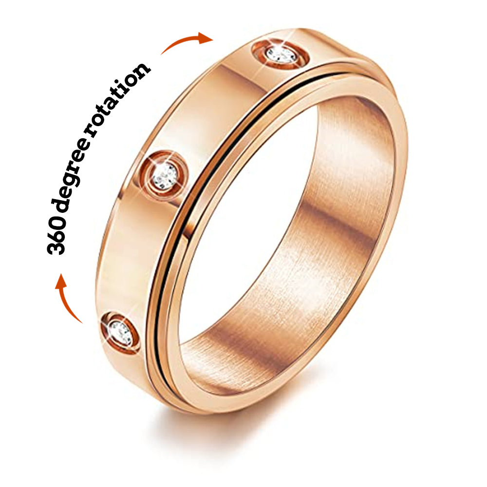Anxiety Ring Anxiety Relief Diamante Decompression Stainless Steel Ring Jewelry Gift - soufeelmy