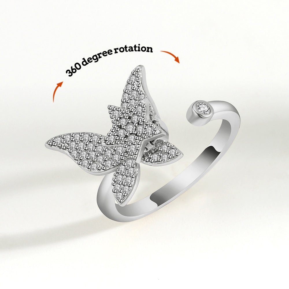 Anxiety Ring Decompression Ring Anti-Anxiety Relief Adjustable Butterfly Ring Jewelry Gift - soufeelmy