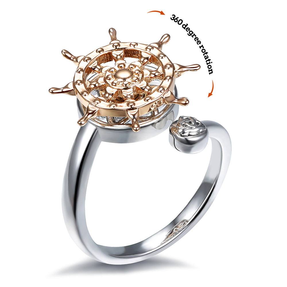 Anxiety Ring Decompression Ring Anti-Anxiety Relief Adjustable Rudder Ring Jewelry Gift - soufeelmy