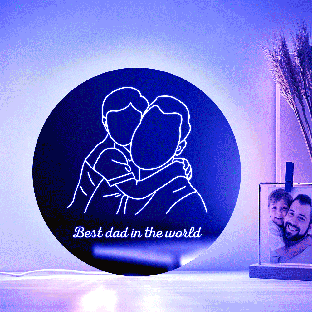 Personalized Photo Round Mirror Colorful Lamp Line Drawing Led Night Light Exquisite Home Gifts - soufeelmy