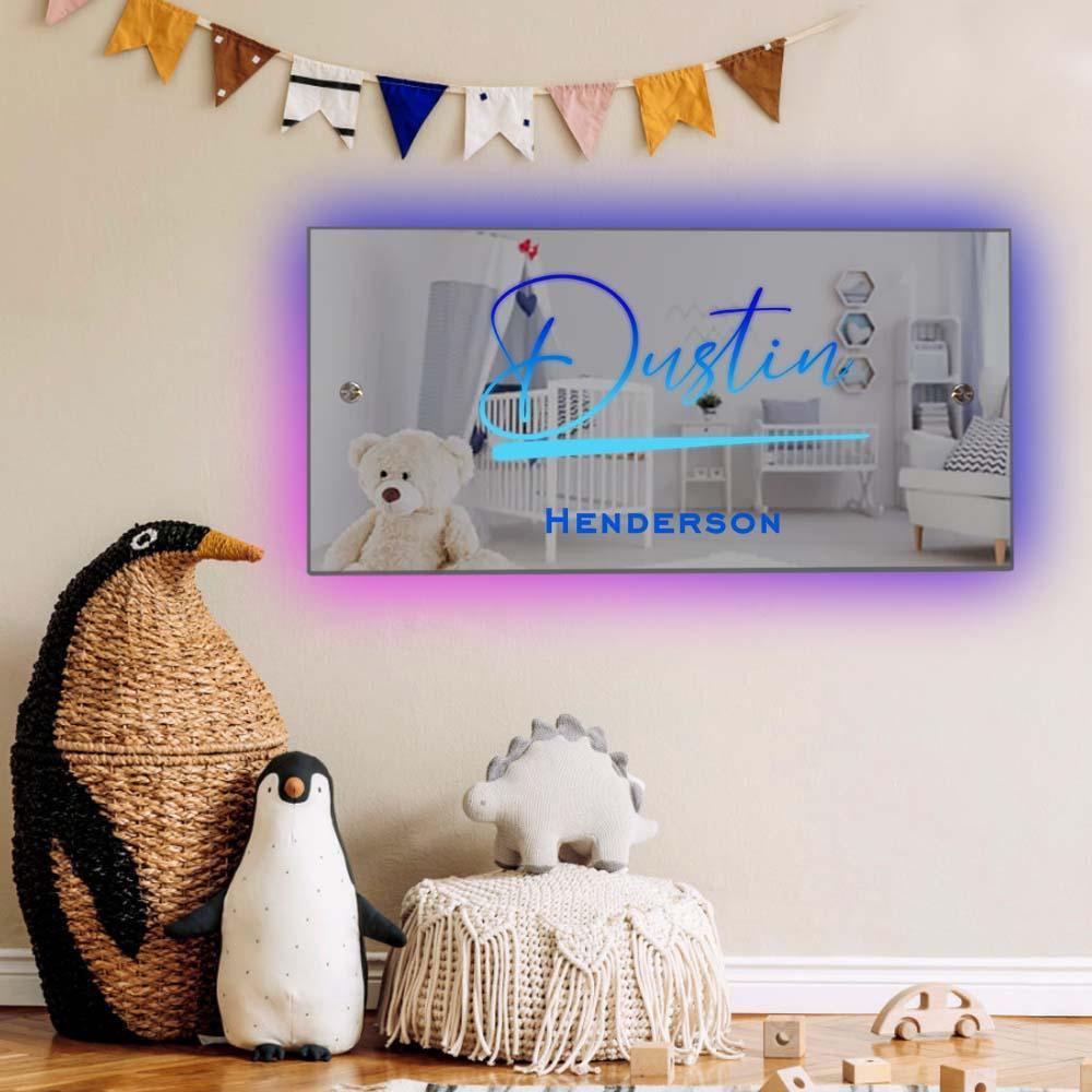 Custom Name Mirror Sign Custom Text Led Multi Color Light Up Wall Hanging Neon Signs Home Decor Gift For Kids - soufeelmy
