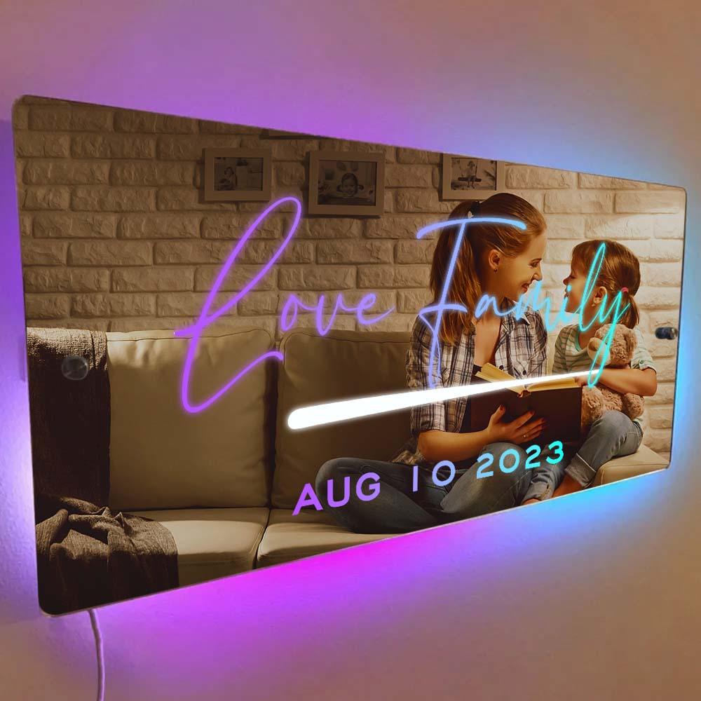 Custom Name Mirror Sign Custom Text Led Multi Color Light Up Wall Hanging Neon Signs Home Decor Anniversary Gift - soufeelmy