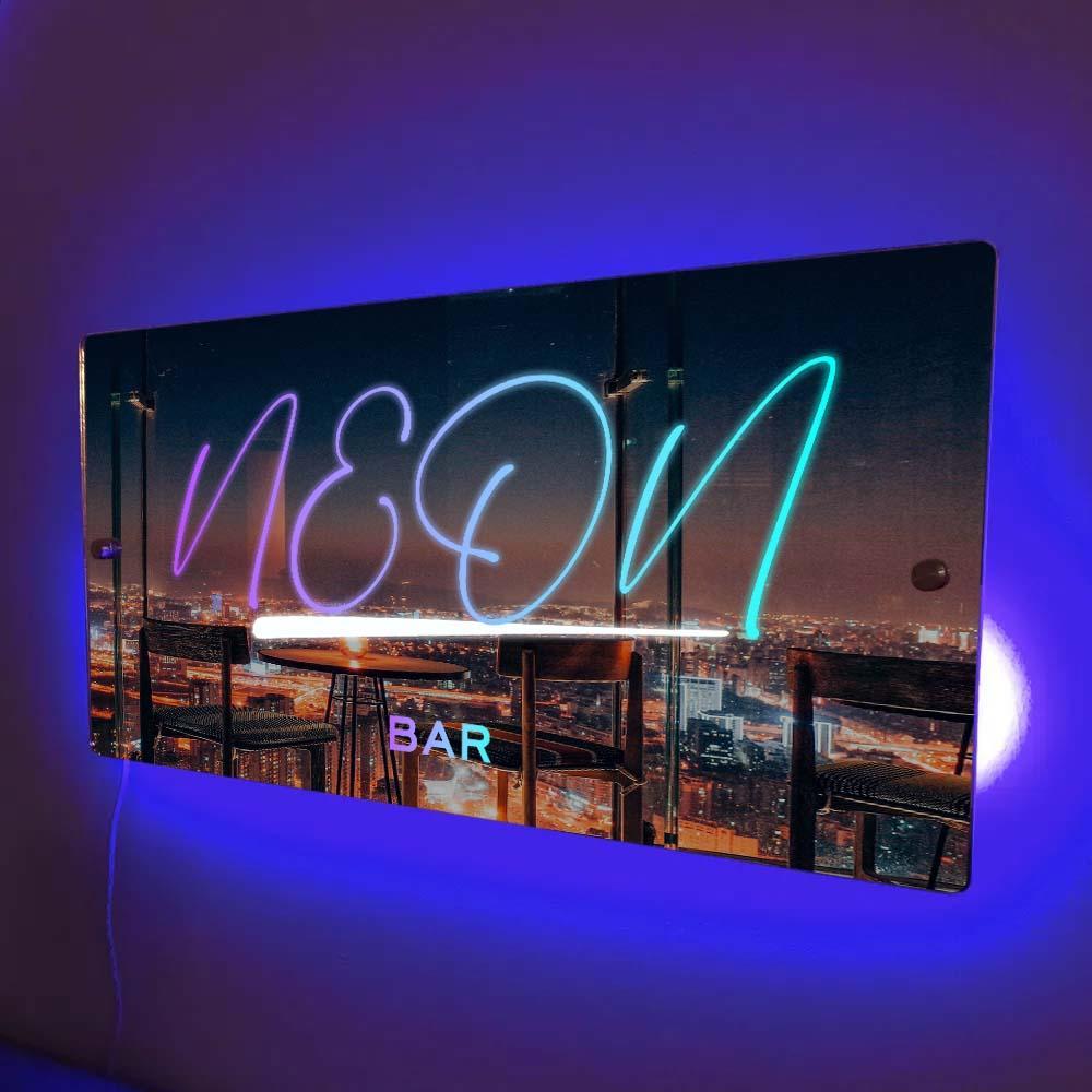 Custom Name Mirror Sign Custom Text Led Multi Color Light Up Wall Hanging Neon Signs Bar Decorative Lights Wall Decoration - soufeelmy