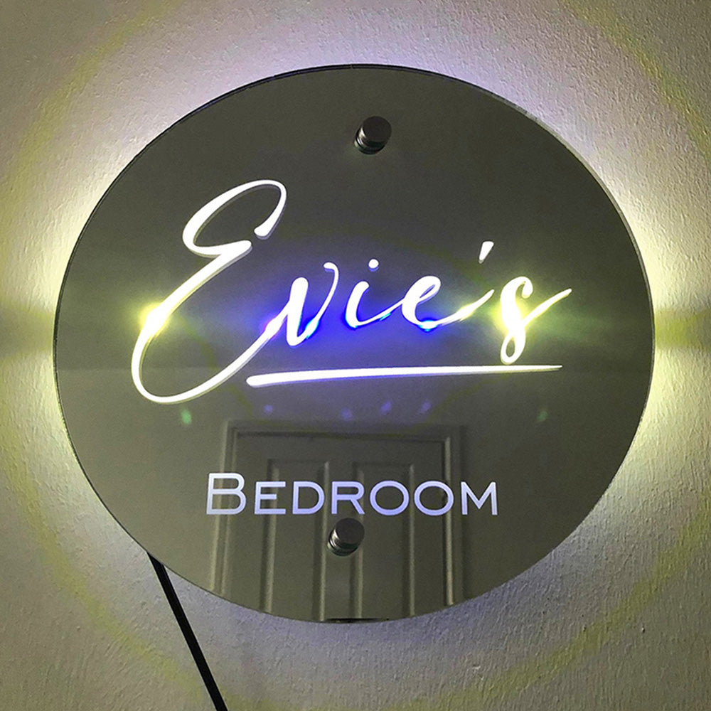 Custom Name Round Mirror Marquee Light Gift - soufeelmy