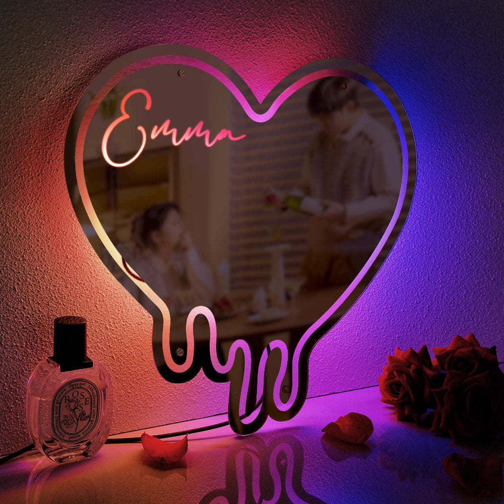 Personalized Name Mirror Light Melting Heart Colorful Gift - soufeelmy