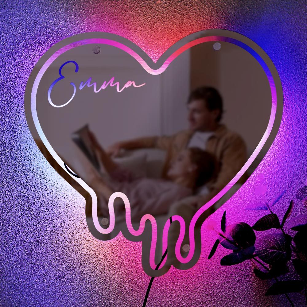 Personalized Name Mirror Light Melting Heart Colorful Gift - soufeelmy