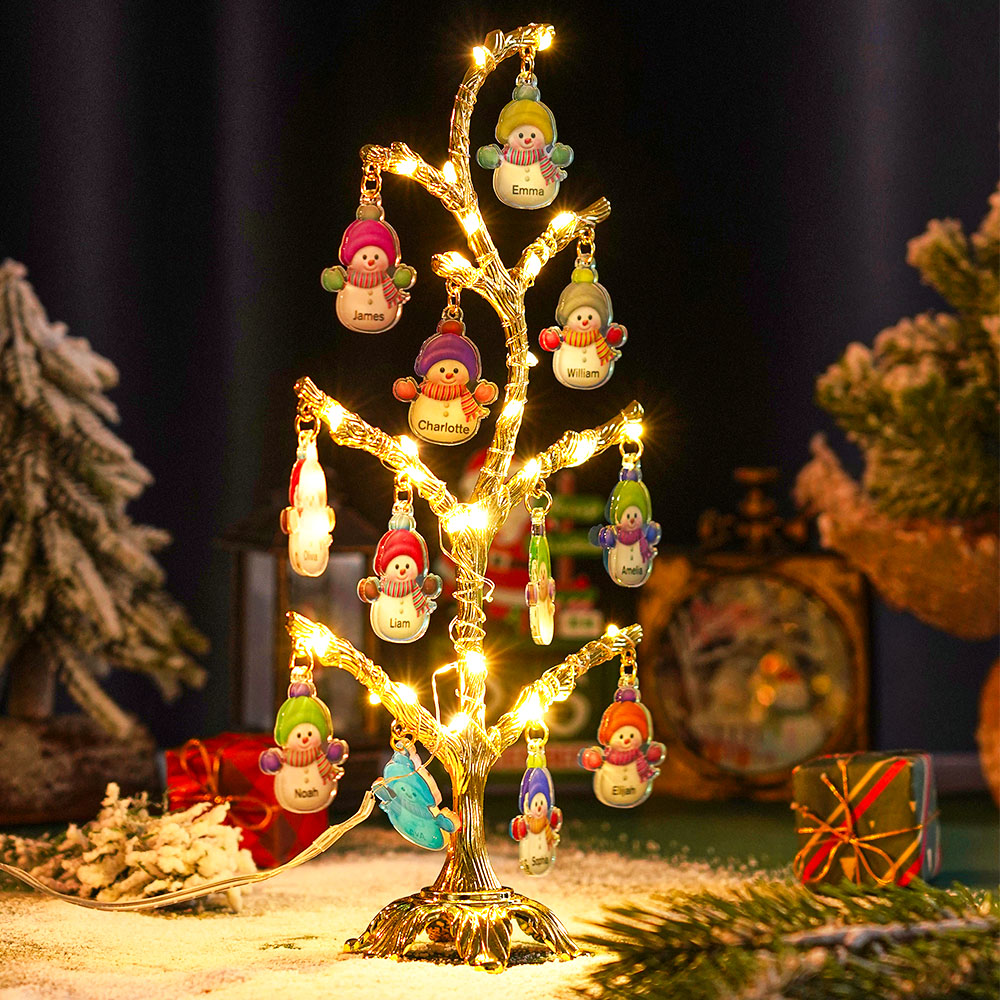 Personalized Christmas Name Night Light Snowman Tree Light Bedroom Night Light Christmas Gifts - soufeelmy