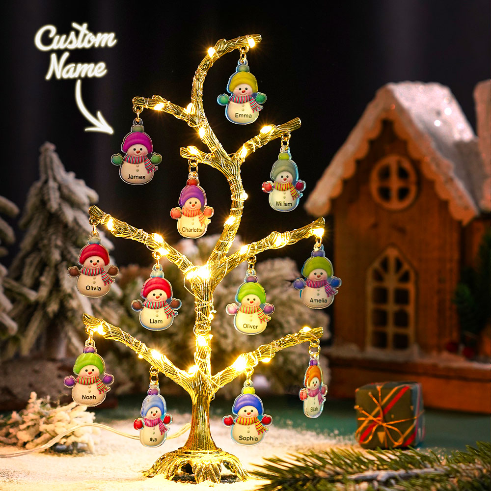 Personalized Christmas Name Night Light Snowman Tree Light Bedroom Night Light Christmas Gifts - soufeelmy